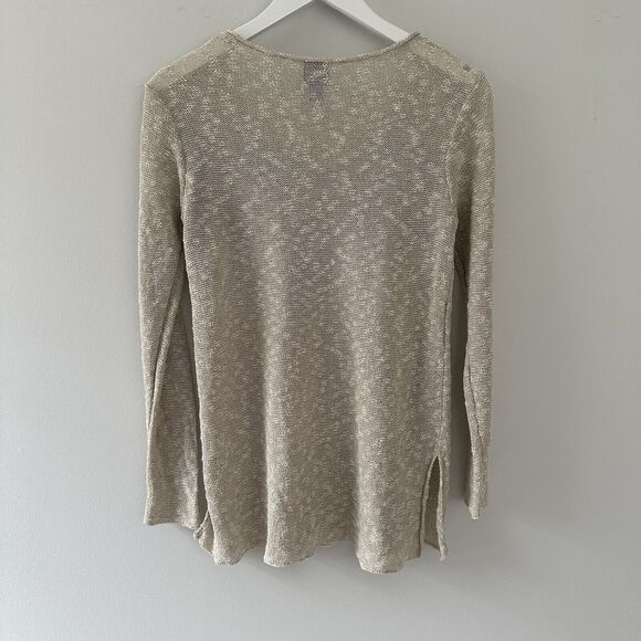 EILEEN FISHER Beige Linen Cotton Blend Luxury Sweater Layer Women’s Small Tan - Picture 5 of 5